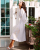 White Embroidered Linen Long Dress – Balloon Sleeves || ZALXNDRA