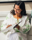 White Embroidered Linen Long Dress – Balloon Sleeves | ZALXNDRA