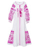 Robe longue blanche en lin brodé – Manches ballon | ZALXNDRA