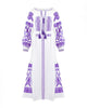 Robe longue blanche en lin brodé – Manches ballon | ZALXNDRA
