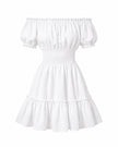 White Linen Off-Shoulder Mini Dress