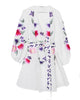 Robe blanche en lin brodé – Manches ballon | ZALXNDRA