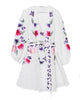White Embroidered Linen Dress – Balloon Sleeves | ZALXNDRA