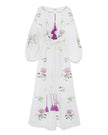 White Embroidered Linen Long Dress – Balloon Sleeves || ZALXNDRA
