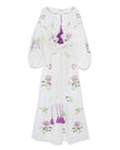 White Embroidered Linen Long Dress – Balloon Sleeves || ZALXNDRA