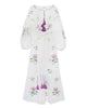 White Embroidered Linen Long Dress – Balloon Sleeves || ZALXNDRA