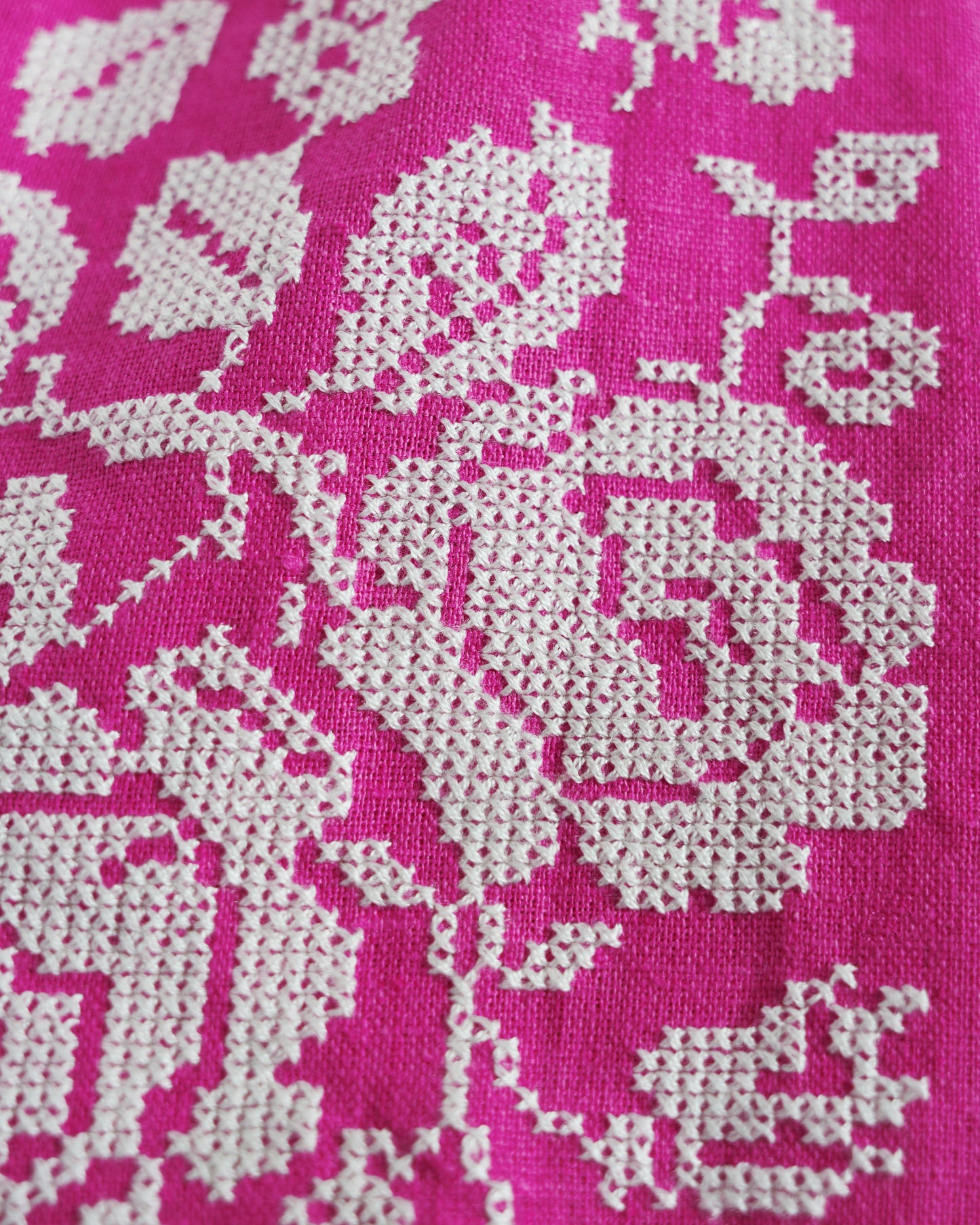 Fuchsia Embroidered Linen Long Dress – Balloon Sleeves | ZALXNDRA