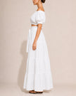 White Linen Off-Shoulder Crop Top and Maxi Skirt Co-ord Set