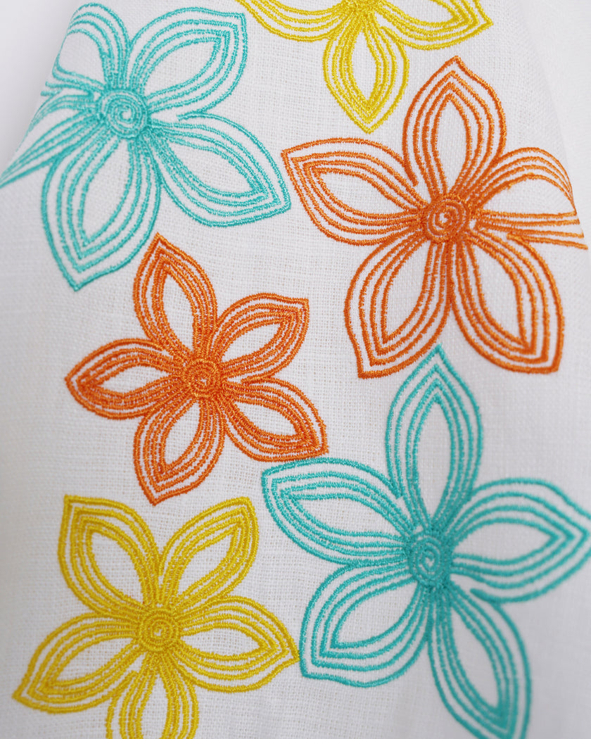 White Embroidered Linen Long Dress – Balloon Sleeves | ZALXNDRA