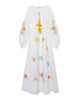 Robe longue blanche en lin brodé – Manches ballon | ZALXNDRA