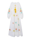 White Embroidered Linen Long Dress – Balloon Sleeves | ZALXNDRA