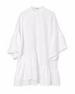White Asymmetric Ruffled Linen Mini Shirt Dress