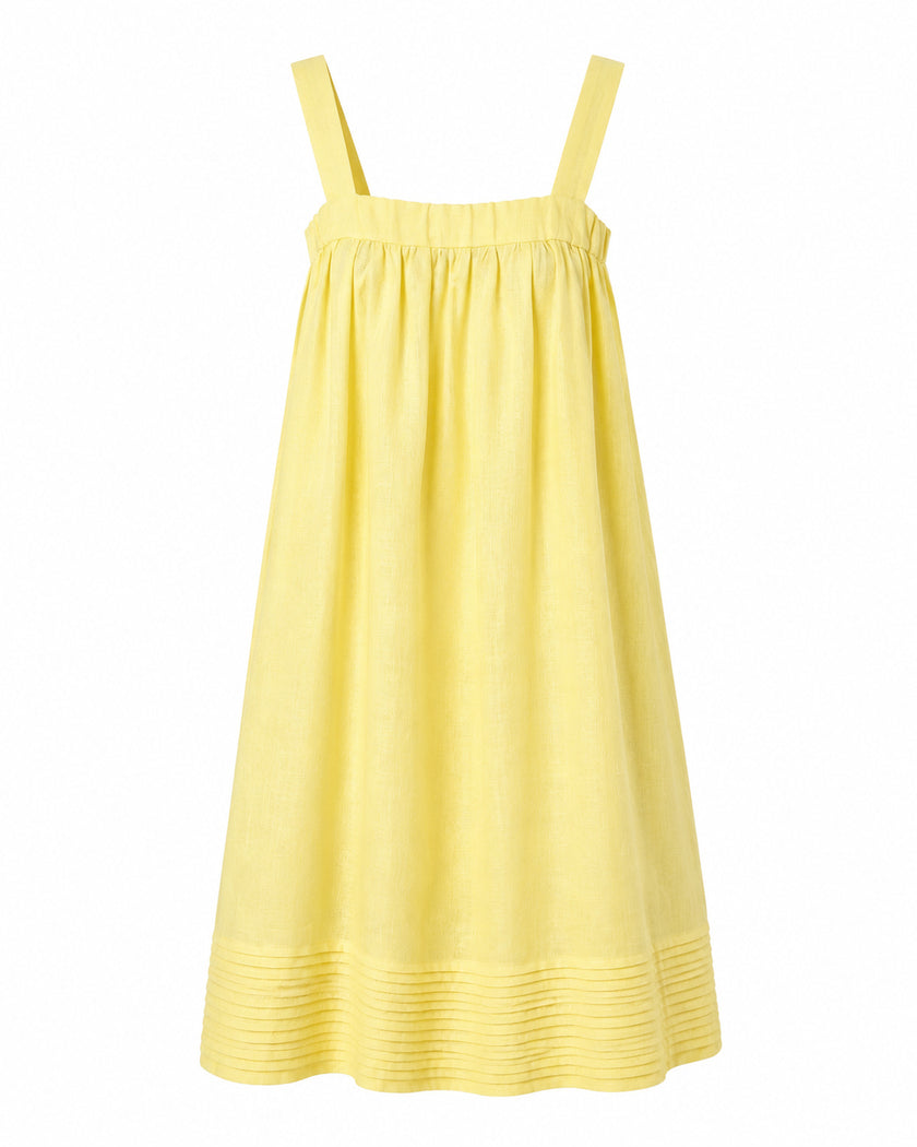 Light Yellow Linen Mini Dress