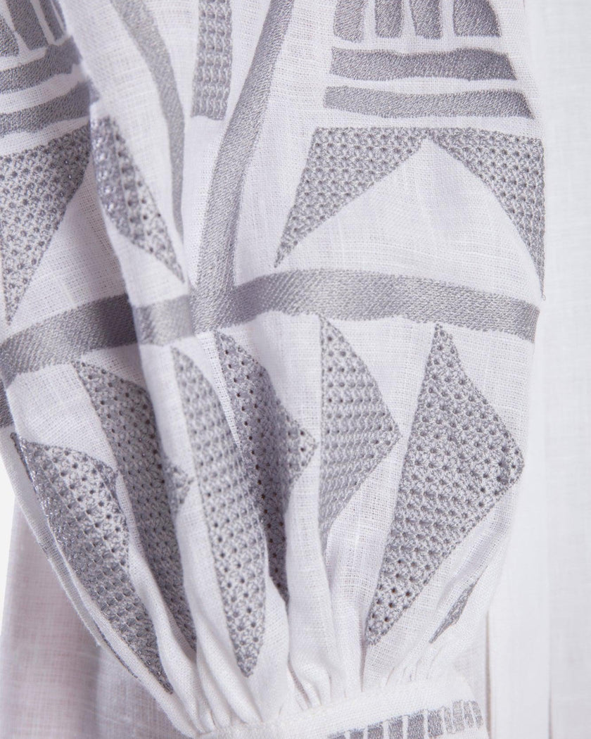 White Embroidered Linen Maxi Dress | ZALXNDRA