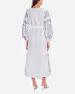 White Embroidered Linen Maxi Dress – Balloon Sleeves || ZALXNDRA