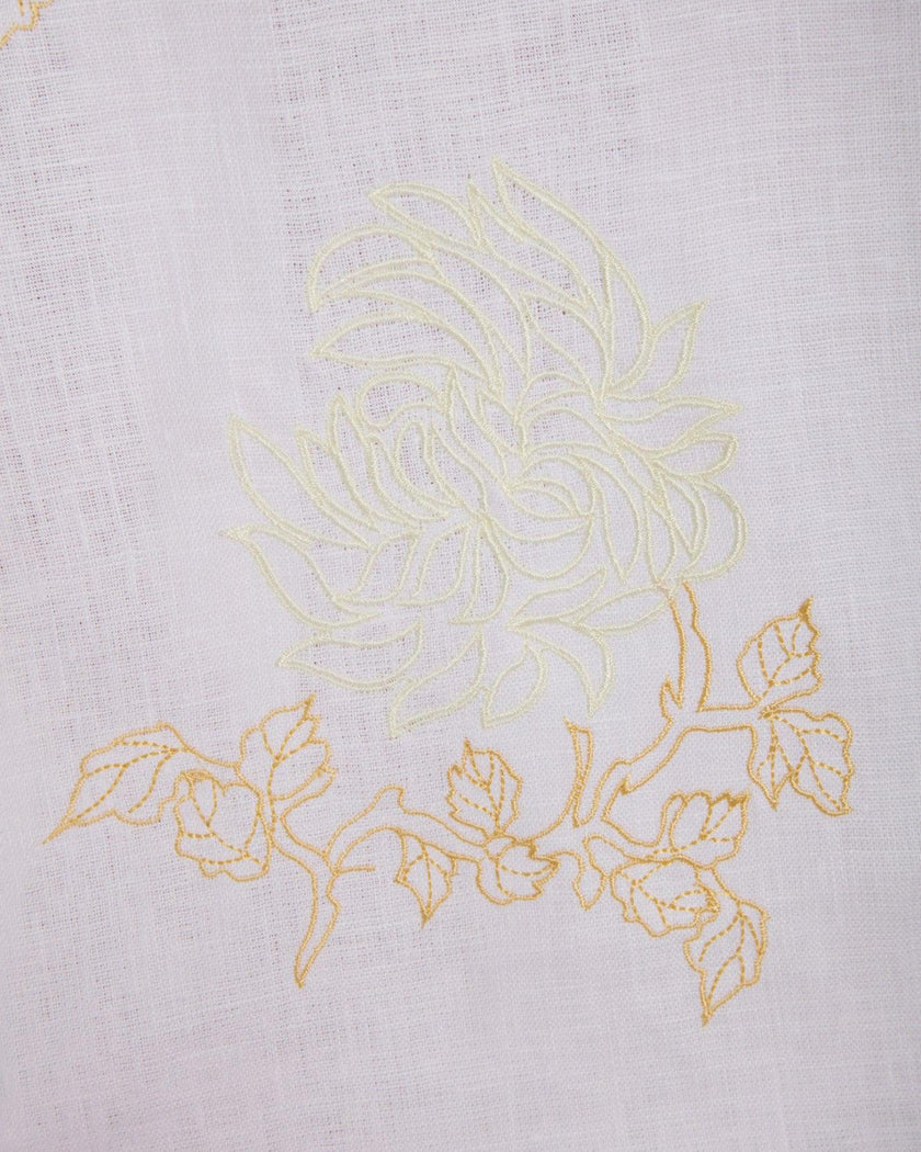 White Embroidered Linen Maxi Dress | ZALXNDRA