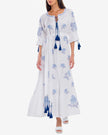 White Embroidered Linen Maxi Dress || ZALXNDRA