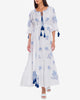 White Embroidered Linen Maxi Dress || ZALXNDRA