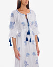 White Embroidered Linen Maxi Dress || ZALXNDRA
