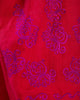 Scarlet Red Embroidered Linen Maxi Dress – Balloon Sleeves