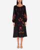 Black Embroidered Linen Maxi Dress – Balloon Sleeves | ZALXNDRA