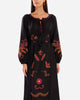 Black Embroidered Linen Maxi Dress – Balloon Sleeves | ZALXNDRA