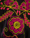 Black Embroidered Linen Maxi Dress – Balloon Sleeves || ZALXNDRA
