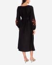 Black Embroidered Linen Maxi Dress – Balloon Sleeves | ZALXNDRA