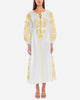 White Embroidered Linen Maxi Dress – Balloon Sleeves || ZALXNDRA