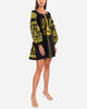 Black Embroidered Linen Mini Dress – Balloon Sleeves | ZALXNDRA