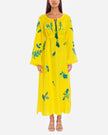 Lemon Yellow Embroidered Linen Maxi Dress | ZALXNDRA