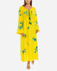 Lemon Yellow Embroidered Linen Maxi Dress | ZALXNDRA