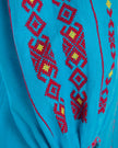 Turquoise Embroidered Linen Maxi Dress – Balloon Sleeves