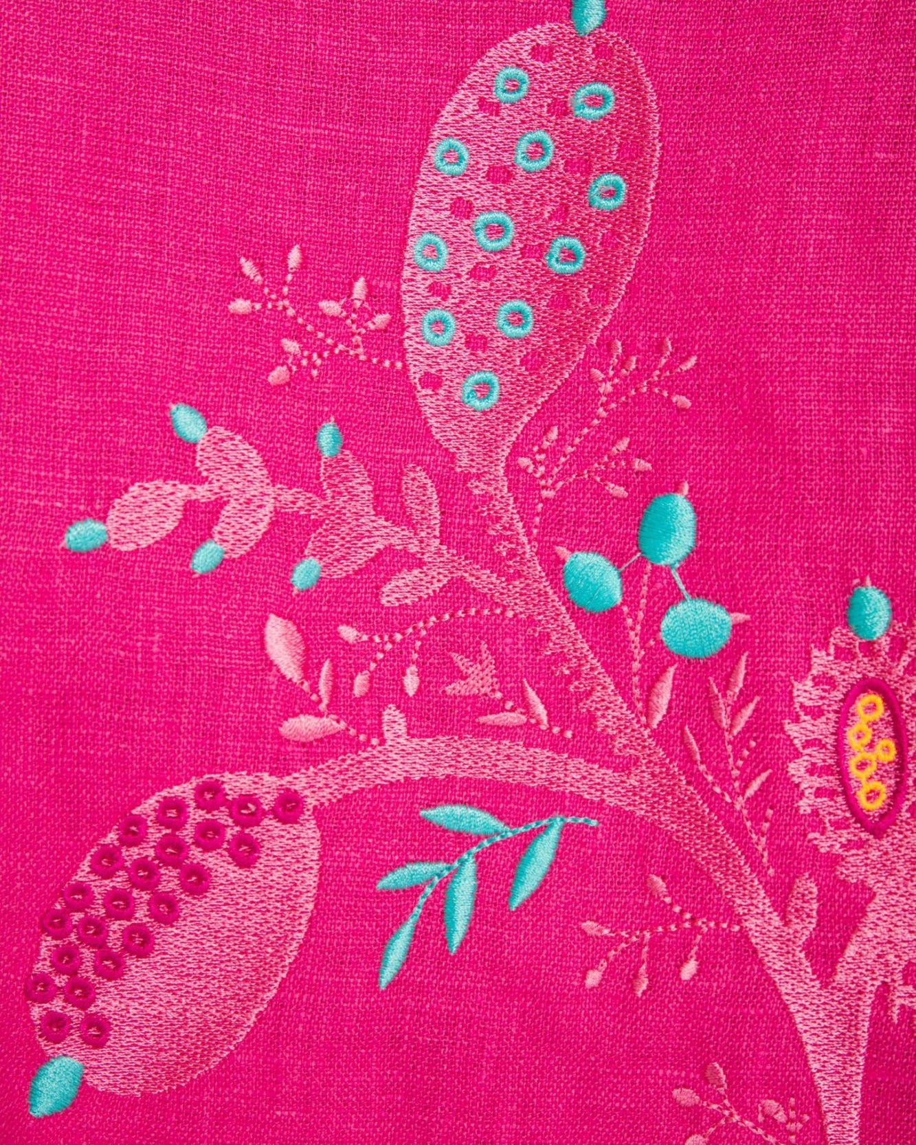 Robe longue en lin brodé fuchsia | ZALXNDRA