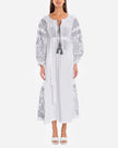 White Embroidered Linen Maxi Dress – Balloon Sleeves || ZALXNDRA