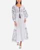 White Embroidered Linen Maxi Dress – Balloon Sleeves || ZALXNDRA
