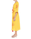 Saffron Yellow Embroidered Linen Maxi Dress | ZALXNDRA