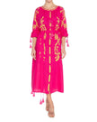 Fuchsia Embroidered Linen Maxi Dress | ZALXNDRA
