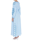 Robe longue en lin brodé bleu bébé – Manches ballon