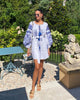 White Embroidered Linen Mini Dress – Balloon Sleeves || ZALXNDRA