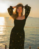 Black Embroidered Linen Dress || ZALXNDRA