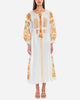 White Embroidered Linen Maxi Dress – Balloon Sleeves | ZALXNDRA