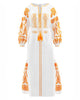 White Embroidered Linen Maxi Dress – Balloon Sleeves | ZALXNDRA