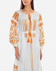White Embroidered Linen Maxi Dress – Balloon Sleeves | ZALXNDRA
