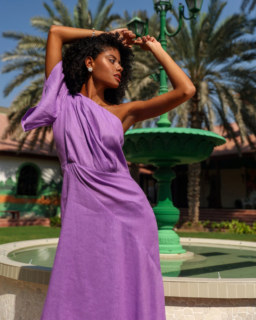 Purple Linen Dress | ZALXNDRA