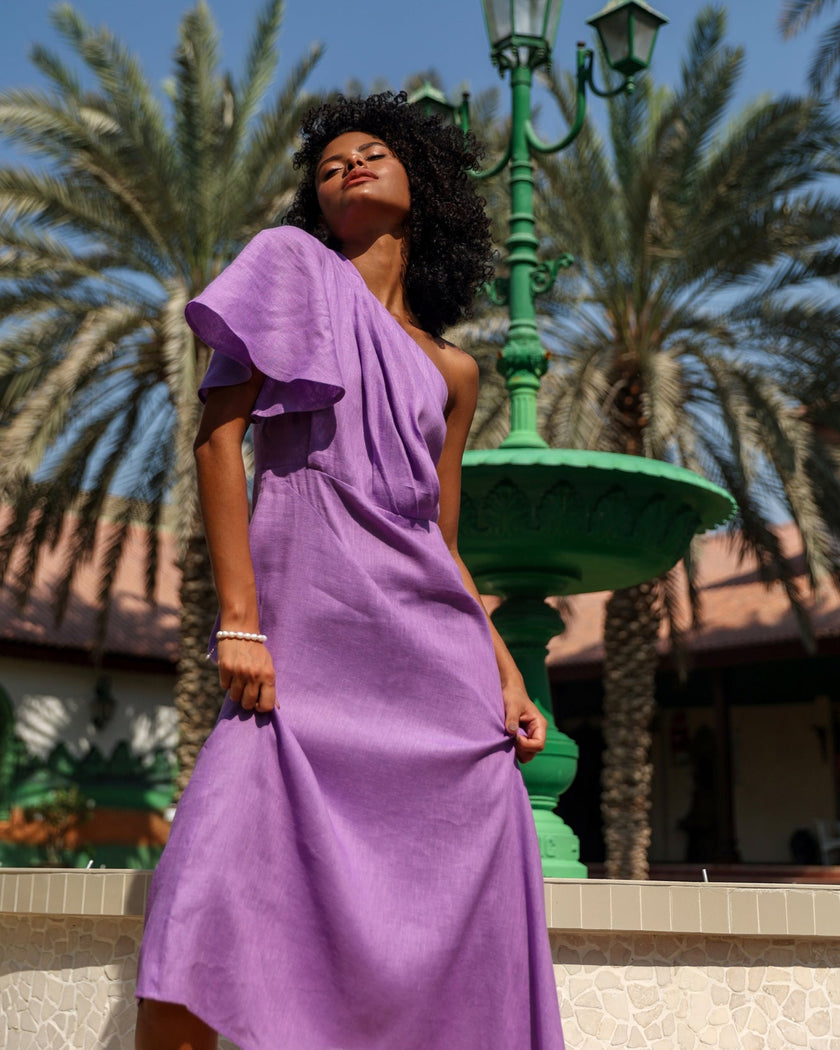 Purple Linen Dress | ZALXNDRA