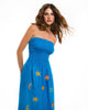 Turquoise Embroidered Linen Dress | ZALXNDRA