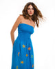Turquoise Embroidered Linen Dress | ZALXNDRA