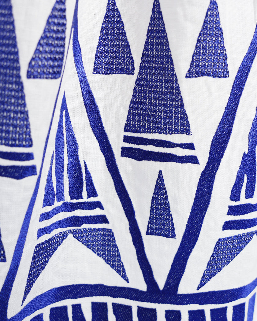 White Embroidered Linen Maxi Dress | ZALXNDRA