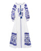 White Embroidered Linen Long Dress – Balloon Sleeves | ZALXNDRA